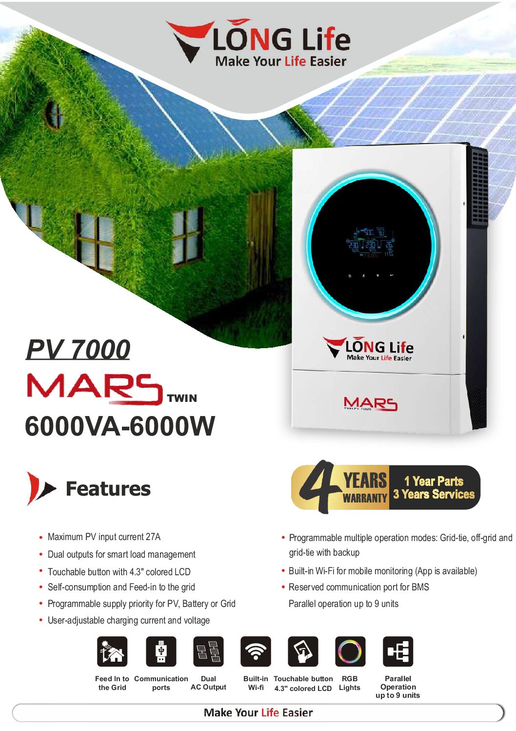 Long Life 6kW Hybrid Solar Inverter - Image 2